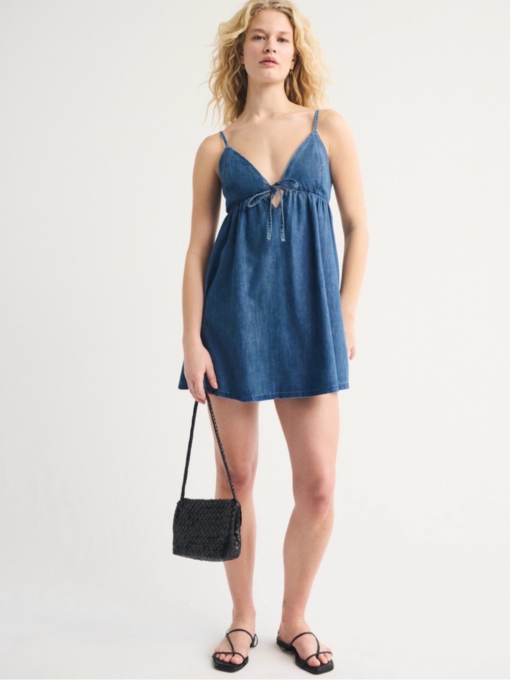 Abercrombie Blue Denim Tie-Front Mini Dress
